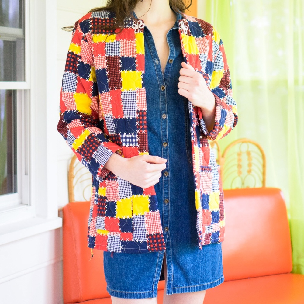 Incredible Vintage Red, Yellow + Blue Jacket